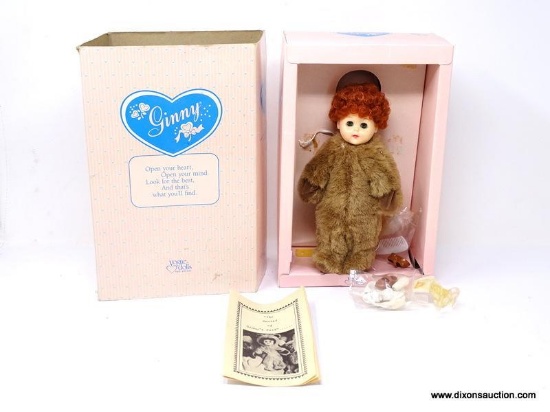 VINTAGE VOGUE DOLLS "GINNY" 8 IN TALL POSEABLE COLLECTIBLE DOLL WITH BOX. ITEM IS SOLD AS IS WHERE