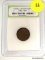 SLABBED EARLY LINCOLN CENT 1930-1939, GRADED BY INTERNATIONAL NUMIAMATIC BUREAU. ITEM IS SOLD AS IS