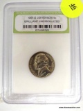 SLABBED 1961 D JEFFERSON NICKEL BRILLIANT UNCIRCULATED, GRADED BY INTERNATIONAL NUMISMATIC BUREAU.