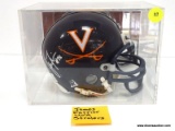 MINITURE HELMET SIGNED BY JAMES FARRIOR OF UVA, IN A ACRYLIC CASE. ITEM IS SOLD AS IS WHERE IS WITH