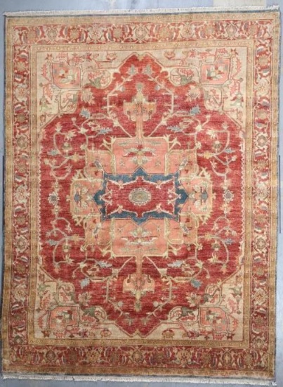 SERAPI RED AND MULTI COLORS APROX 9X12. HERIZ RUGS ARE PERSIAN RUGS FROM THE AREA OF HERIS, EAST