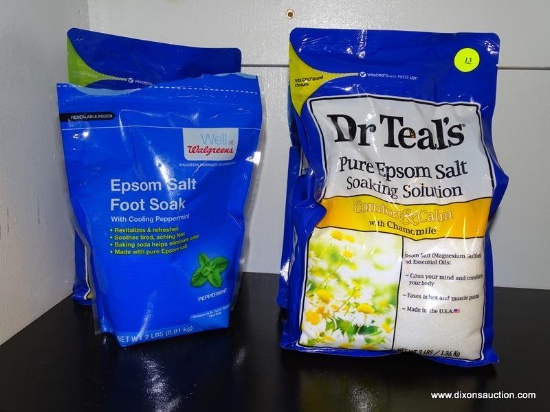 EPSOM SALT LOT TO INCLUDE: (3) BAGS OF SEALED DR. TEAL'S EPSOM SALT & (1) WALGREENS BAG OF EPSOM