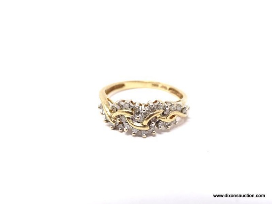 10KT YELLOW GOLD & DIAMOND CHIP RING. SIZE 7. WEIGHS APPROX. 2.75 GRAMS.