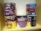 ASSORTED LOT OF CONTAINERS WITH NASCAR THEMES. 2 ARE COUNTRY TIME LEMONADE (HAVE CONTENTS) AND 3 ARE
