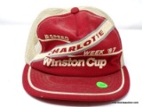 CHARLOTTE SPEED WEEK '87 WINSTON CUP RED AND WHITE MESH BACK HAT. ITEM IS SOLD AS IS WHERE IS WITH