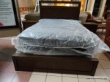 BRAND NEW ASPENHOME MODERN LOFT QUEEN PANEL BED IN BROWNSTONE WITH USB PANELS MADE INTO THE SIDE FOR