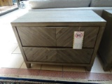 BRAND NEW FAIRFAX 2 DRAWER NIGHTSTAND BY ABBYSON IN GRAY. MEASURES 34 IN X 19 IN X 26.5 IN. RETAILS