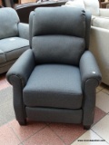 EMMA PUSH-BACK FABRIC RECLINER IN DARK GRAY. REFINE YOUR LIVING ROOM WITH THE SOPHISTICATED EMMA