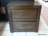 BRAND NEW ASPENHOME MODERN LOFT 2 DRAWER NIGHTSTAND IN BROWN WITH DUAL PLUG IN RECEPTACLES. RETAILS