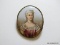 (LR) ANTIQUE HAND PAINTED MINIATURE PORTRAIT ON PORCELAIN BROACHE-2 IN L.,ITEM IS SOLD AS IS WHERE