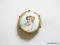 (LR) ANTIQUE HAND PAINTED MINIATURE PORTRAIT ON PORCELAIN BROACHE- 1 IN. L.,ITEM IS SOLD AS IS WHERE