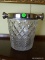 (DR) CRYSTAL ICE BUCKET WITH SILVERPLATE RIM- 10 IN DIA. X 9 IN IS SOLD AS IS WHERE IS WITH NO
