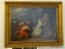 (FOYER) ANTIQUE 19TH CEN. FRAMED UNSIGNED OIL ON CANVAS IN GOLD FRAME- HAS FRENCH PAPER LABEL ON