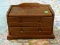 (DR) WOODEN LIFT TOP AND 1 DRAWER JEWELRY BOX- 9.5 IN X 5 N X 7 IN, ITEM IS SOLD AS IS WHERE IS WITH
