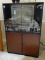 (MBED) ENTERTAINMENT CABINET WITH 2 GLASS DOORS- 32 IN X 15.5 IN X 50 IN, ITEM IS SOLD AS IS WHERE