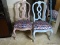 (MBED) 2 PAINTED CHAIRS- 20 IN X 17 IN X41 IN, ITEM IS SOLD AS IS WHERE IS WITH NO GUARANTEES OR