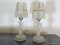 (MBED) PR OF VINTAGE ART DECO FROSTED LAMPS OF DANCING COUPLE- 2 WITH SHADES- 14 IN H, ITEM IS SOLD