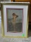 (MBED) FRAMED PRINT OF NUDE- DOUBLE MATTED IN GOLD FRAME- 11 IN X 15.5 IN, ITEM IS SOLD AS IS WHERE