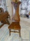 (BED1) UNUSUAL ANTIQUE CARVED OAK CHAIR, POSSIBLY A MUSICIAN'S CHAIR, ONE RUNG MISSING- 18 IN X 17
