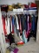 (BED1) CONTENTS OF CLOSET- LADIES CLOTHING- SIZES 16 - 1X, SHOES SIZE 9.5,, HATS, AND COUPLE OF