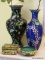 (LR) 4 CLOISONNE ITEMS- 2 VASES- 9 AND 10 IN H, TRINKET BOX AND ASH TRAY-ITEM IS SOLD AS IS WHERE IS