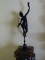 (LR) ANTIQUE BRONZE STATUE ON WOODEN BASE - PLAQUE READS- CHALLENGE MAXIME MAGINIEAU- 10 IN X 10 IN