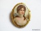 (LR) ANTIQUE MINIATURE PORTRAIT ON PORCELAIN BROACH- 2 IN L- ITEM IS SOLD AS IS WHERE IS WITH NO