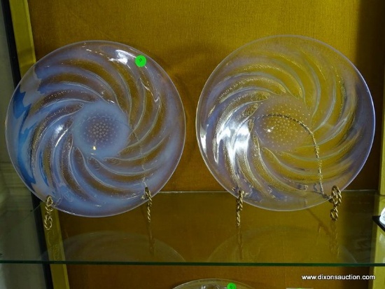 (FOYER HALL) 2 LALIQUE BOWLS- 11 IN DIA.-ITEM IS SOLD AS IS WHERE IS WITH NO GUARANTEES OR WARRANTY.