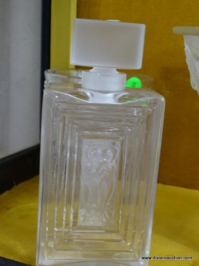 (FOYER HALL) LALIQUE CRYSTAL DECANTER WITH FEMALE FIGURES- 8 IN H-ITEM IS SOLD AS IS WHERE IS WITH