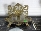 (FOYER) INKWELL; BRASS INKWELL- BRADLEY AND HUBBARD DOUBLE INKWELL ( ONE MISSING LID)- ITEM IS SOLD