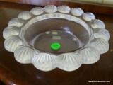 (DR) 2 LALIQUE BOWLS- 1 HAS FEMALE MOTIF AROUND SIDES- 7 IN DIA. AND OTHER HAS SHELL PATTERN RIM- 8