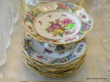 (DR) 8 DRESDEN- 8.5 IN SALAD PLATES AND A COMPOTE, ITEM IS SOLD AS IS WHERE IS WITH NO GUARANTEES OR