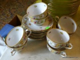 (DR) 8 ANTIQUE BAVARIAN CUPS AND SAUCERS IN THE DRESDEN FLOWER PATTERN, ITEM IS SOLD AS IS WHERE IS