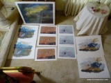 (DR) LOT OF 8 UNFRAMED HERB JONES PRINTS, SIGNED AND NUMBERED- MIDNIGHT OYSTER RUN- 32 IN 26 IN, 3-