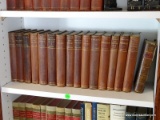 (OFFICE) SHELF LOT OF 15 LEATHER AND MARBLEIZED PAPER BOUND 1896 EDITION OF VARIOUS BOOKS ON