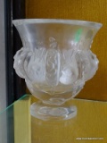 (FOYER HALL) LALIQUE CRYSTAL VASE WITH BIRD MOTIF- 5 IN H, ITEM IS SOLD AS IS WHERE IS WITH NO