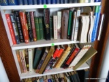 (OFFICE) 2 SHELF LOT OF BOOKS- CONSIST OF BOOKS ON NATIVE AMERICANS, AZTECS, WINE OF ITALY, ETC.,