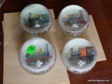 (OFFICE) 4 HANDMADE PAPERWEIGHTS MADE BY ED MAGEWSKI OWNER OF UNION GLASS CO. UNTIL 1938 ( HAS
