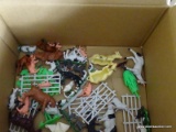 (OFFICE) BOX OF CHILDREN'S FARM ANIMALS, ITEM IS SOLD AS IS WHERE IS WITH NO GUARANTEES OR WARRANTY.