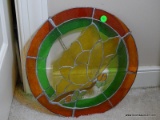 (MBED) STAINED GLASS SUNCATCHER- 12 IN DIA., ITEM IS SOLD AS IS WHERE IS WITH NO GUARANTEES OR