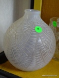 (FOYER HALL) SIGNED LALIQUE FERN VASE- 7 IN H-ITEM IS SOLD AS IS WHERE IS WITH NO GUARANTEES OR