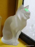 (FOYER HALL) LARGE LALIQUE CRYSTAL CAT FIGURE- 9 IN H-ITEM IS SOLD AS IS WHERE IS WITH NO GUARANTEES