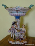 (LR) ANTIQUE PORCELAIN 2 PC. COMPOTE (POSSIBLY SEVRES)- 18 IN H -ITEM IS SOLD AS IS WHERE IS WITH NO
