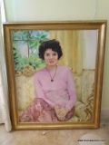 (LR) FRAMED OIL ON CANVAS PORTRAIT BY JEANNE BEGIEN CAMPBELL, GOLD FRAME- 33 IN X 41 IN-ITEM IS SOLD