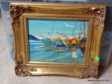 (LR) FRAMED OIL ON CANVAS- TITLED WATER'S EDGE BY JAMES GROODY- ORIGINALLY SOLD FOR $125- HAS