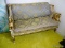 (UPBED 2) PAINTED NEO- CLASSICAL STYLE LOVE SEAT WITH CARVED LIONS HEADS, CARVED SPHINX ARM SUPPORTS