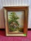 (FAM) ANTIQUE FRAMED OIL ON CANVAS OF EUROPEAN LANDSCAPE- HAS BEEN RESTRETCHED- IN GOLD FRAME- 9.5