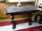 (FAM) ANTIQUE OAK JACOBEAN ENGLISH DRAW LEAF TABLE- 39 IN X 28 IN X 40 IN, WHEN LEAVES PULL OUT- 64