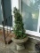 (OUT) PAIR OF CONCRETE PLANTERS WITH IVY GROWING UP TRELLIS'. MEASURE 25 IN X 59 IN. ITEM IS SOLD AS