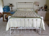 (UPBED 1) ANTIQUE IRON AND BRASS FULL SIZE BED- 54 IN X 80 IN X 58 IN, ITEM IS SOLD AS IS WHERE IS